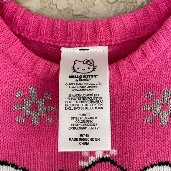 NWT Girls Dress HELLO KITTY Pink Sweater Dress Long Sleeve Dress - Picture 6 of 6